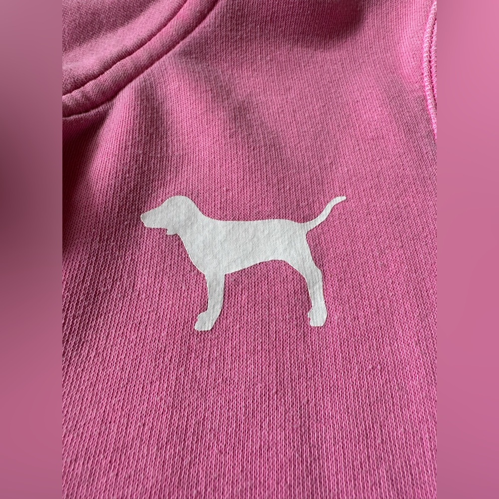 Victoria's Secret Hot Pink Quarter Zip Dog Logo Sweatshirt Size Small - Picture 5 of 8